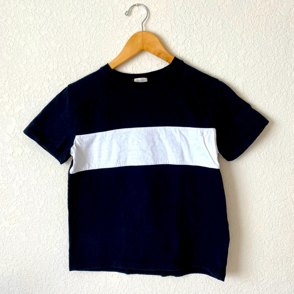 John Galt Black T-Shirt with White Stripe